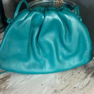 Bottega Veneta Mini Pouch Teal Crossbody Leather Bag